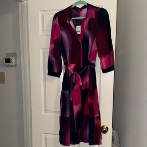 Nicole Miller Purple Pink Sheath Midi Dress
